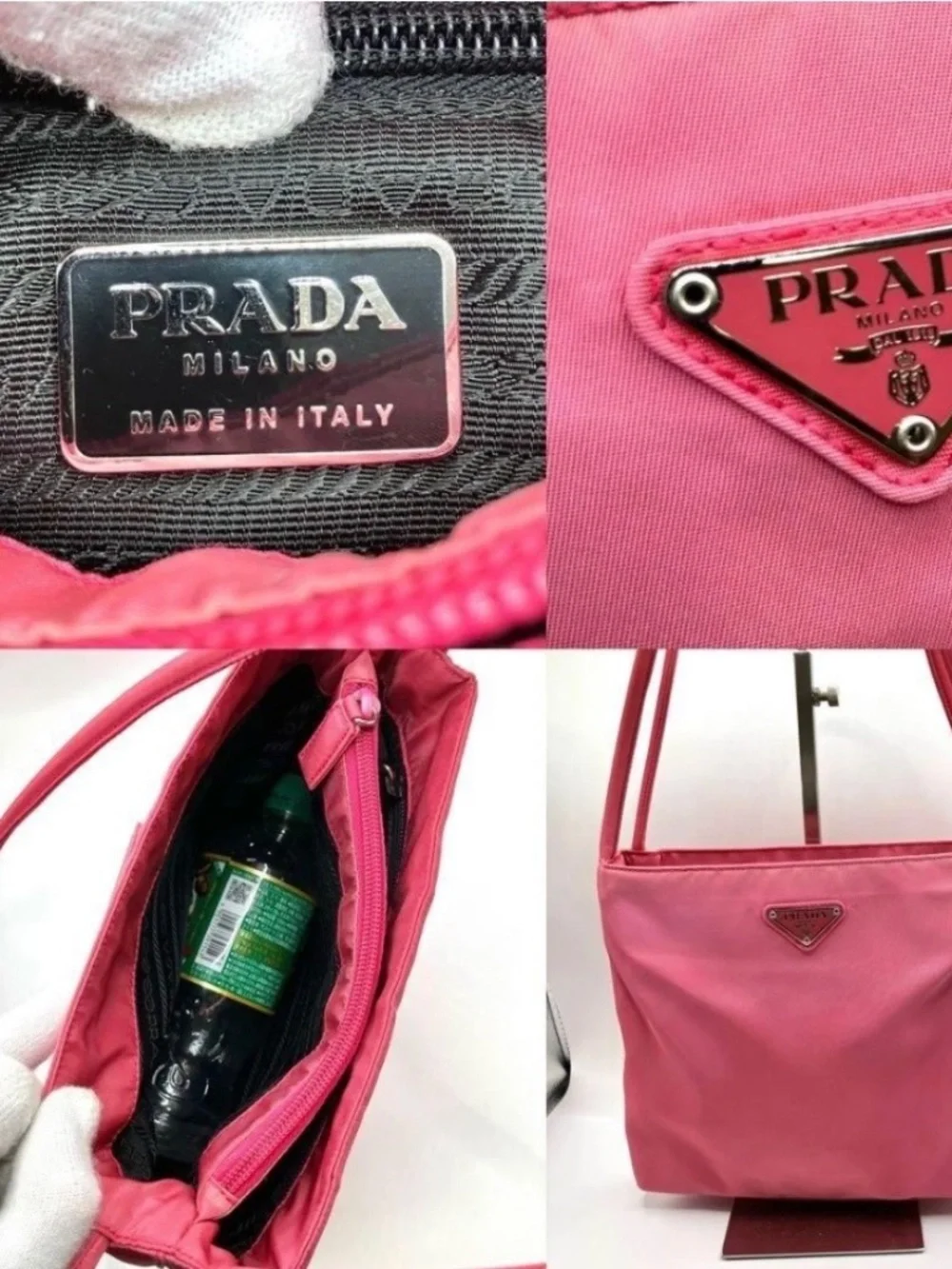 PRADA Tote Bag Pink Color Handbag Nylon - Used from Japan
